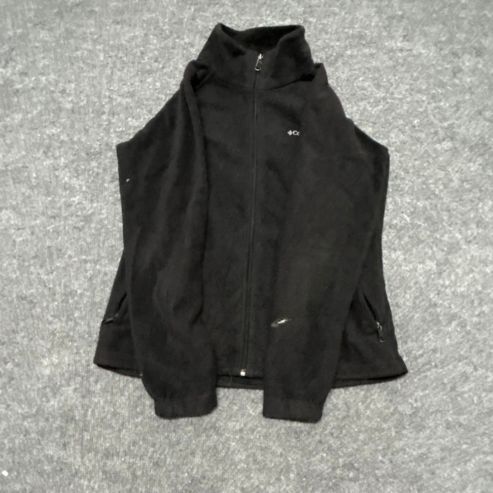 Columbia Fleece Jacket Womens Size M Black Omni-Heat Full Zip Mock Neck Outdoor